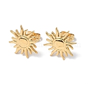 Ion Plating(IP) 304 Stainless Steel Sun Stud Earrings for Women EJEW-F300-10G