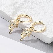 Серьги-кольца из латуни с прозрачным фианитом EJEW-Q014-04G