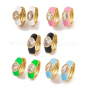 Серьги из латуни с эмалью кубического циркония EJEW-S219-14G
