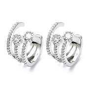 Серьги-каффы из латуни с микропаве и кубическим цирконием EJEW-C086-07P