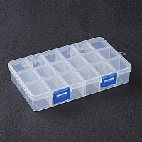 Cuboid Plastic Bead Containers, Flip Top Bead Storage, 10 Compartments,  White, 13.2x6.2x2.05cm