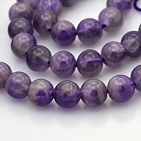 Natural Amethyst Beads Strands, Round, 8mm, Hole: 1mm, about 22