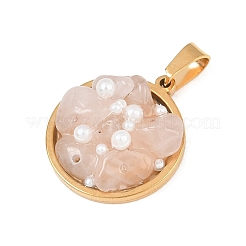 Colgantes de cuarzo rosa natural en fragmentos y perlas de plástico.&nbsp;GG-CBA7ACA-01G-06
