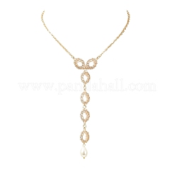 Messing Micro Pave klare Zirkonia ovale Gliederkette Y-Halsketten&nbsp;NJEW-JN05316