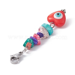 Décorations de pendentif en résine cœur avec mauvais œil&nbsp;HJEW-JM01104