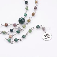 Natürliche indische Achat Lariat Halsketten&nbsp;NJEW-JN01961-01