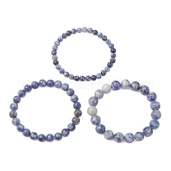 Pulseras elásticas con cuentas de jaspe azul natural de 3 estilos para mujeres y hombres.&nbsp;BJEW-JB13401