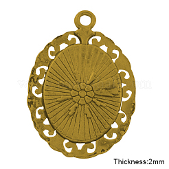 Tibetischen stil Anhänger Fassungen für Cabochons&nbsp;TIBEP-R099-AG-LF