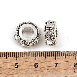 Flache runde antiken überzogenen Silber-Legierung Strass European Beads&nbsp;ALRI-Q228-10H