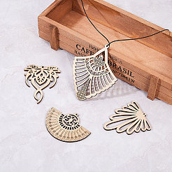 Gros pendentifs en bois non teint&nbsp;WOOD-SC0001-07