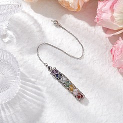 7 chakra rotondo ametista naturale e lapislazzuli e quarzo rosa e avventurina verde e quarzo tinto e corniola e citrino sintetico pendoli da rabdomante&nbsp;PALLOY-JF03658-02