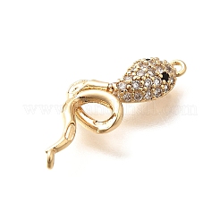 Messing Micro Pave Clear & Black Kubisch Zirkonia Connector Charms&nbsp;KK-C085-18G