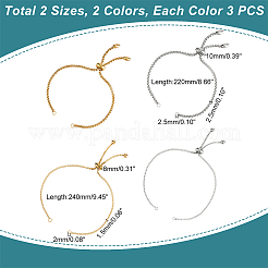 12 stücke 4 arten einstellbare 304 edelstahl slider armbänder machen&nbsp;STAS-UN0054-34