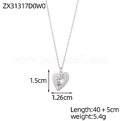 Colliers pendentifs en acier inoxydable 304 sertis de zirconiums cubiques transparents&nbsp;STAS-OY018-21P