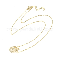 Collana con ciondolo a forma di fiamma in ottone con micro pavé di zirconi cubici trasparenti&nbsp;KK-CBA4547-10G