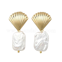 Ohrstecker aus Edelstahl 304 und natürlicher Barockperle (Keshi-Perle)&nbsp;EJEW-JE07106-02