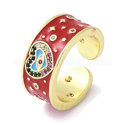 Anillos de puño de latón con micro pavé de circonita cúbica esmaltada para mujer&nbsp;RJEW-L113-019G-02