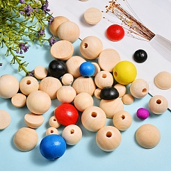 400pcs 8 cabochons et perles en bois naturel non fini de style&nbsp;WOOD-SZ0001-02