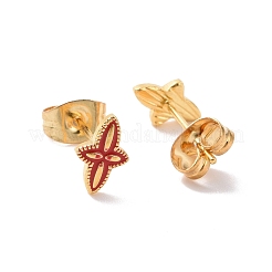 Boucles d'oreilles à tige en forme d'étoile en émail avec épingles en acier inoxydable chirurgical 316L&nbsp;EJEW-P204-01G-04