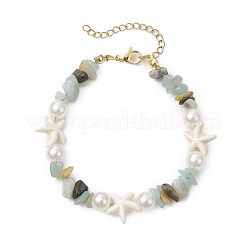 Bracciali con perline di amazzonite sintetica a forma di stella marina&nbsp;BJEW-JB11264-04