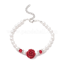 Muschelperlen- und synthetische Korallenperlenarmbänder für Damen&nbsp;BJEW-TA00678