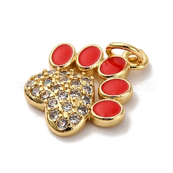 Pendentifs en laiton micro pavé de zircons cubiques transparents et émail&nbsp;KK-Q098-30G-A