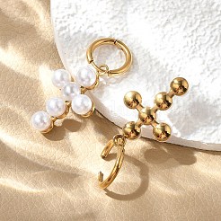 Pendientes colgantes de perlas de plástico de acero inoxidable 304&nbsp;EJEW-U044-01G