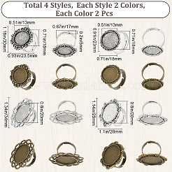 16 Stück 8 Stil verstellbare Legierung Fingerringe Komponenten&nbsp;FIND-SC0008-63