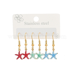 Ocean Serie 304 Edelstahl Emaille Ohrhänger&nbsp;LS-EJEW-K017-01C-G