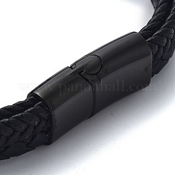 Schwarze mehrsträngige Armbänder aus PU-Leder für Herren&nbsp;BJEW-K243-63AS