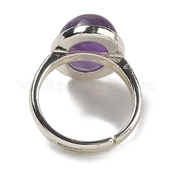 Natürliche Amethyst ovale verstellbare Ringe&nbsp;RJEW-K371-07S-19