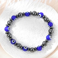 Handgemachte böse Augen Bunte Malerei Perlen Stretch Armbänder&nbsp;BJEW-JB04461-02