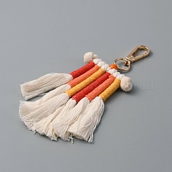 Decoraciones colgantes de borla trenzada de cuerda de algodón&nbsp;HJEW-WH0043-11KCG