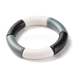 Bracelets extensibles de perles de tube incurvées acryliques épaisses opaques pour hommes femmes&nbsp;BJEW-JB07317