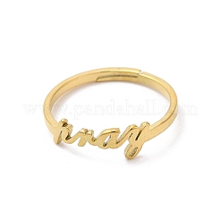 Ionenbeschichtung (IP) 304 Edelstahl Wort verstellbarer Ring&nbsp;RJEW-L107-030G