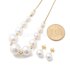 Orecchini e collane con perle finte in plastica rotonda&nbsp;SJEW-Q001-01G