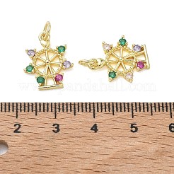 Pendenti in zirconi cubici colorati in micro pavè di ottone&nbsp;KK-T085-13G