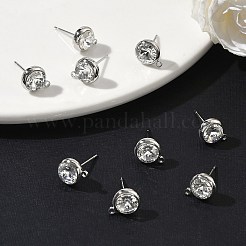 Shegrace Messing Strass flache runde Ohrstecker-Verschlüsse&nbsp;XGR0099P-120P