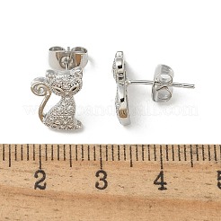 Latón micro pave aretes de circonita cúbica transparente&nbsp;EJEW-R009-01P
