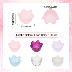 600 pieza de cuentas acrílicas transparentes de 6 colores y tapas de abalorios&nbsp;TACR-SC0001-16