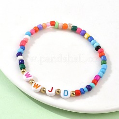 WWJD (Was würde Jesus tun?) Stretch-Armbänder aus Acryl&nbsp;BJEW-K299-01