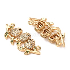 Pendentifs en laiton sertis de micro-pavés de zircones cubiques transparentes et vertes&nbsp;CU-K002-09G