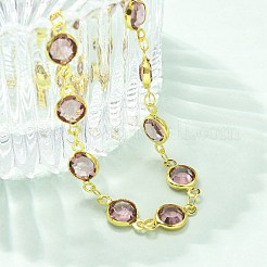 304 Edelstahl flache runde Acryl Strass Cup Kette Fußkettchen für Frauen&nbsp;LS-AJEW-B031-02G-01