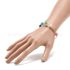 Bracelet de manchette perlé rond en agate patinée naturelle (teint)&nbsp;BJEW-JB08397