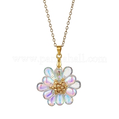 Handgemachte Halsketten mit Anhänger aus Glasperlen mit Blumen&nbsp;NJEW-MZ00096-07
