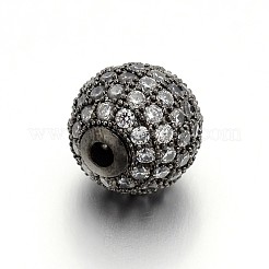 Cz Messing Micro Pave Zirkonia runde Perlen&nbsp;ZIRC-L017-01B