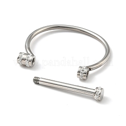 D-förmiger Stab-Schraubenarmreif aus 304 Edelstahl mit Zirkonia&nbsp;STAS-E057-01P