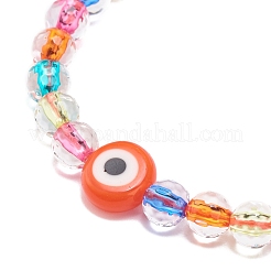 Bracciale da donna in acrilico malocchio e perline intrecciate rotonde a lampwork&nbsp;BJEW-JB08379-03