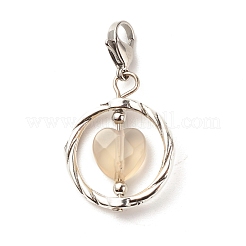 Anneaux de liaison en alliage et décorations de pendentif en agate grise naturelle&nbsp;HJEW-JM00604-01