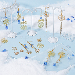 Schneeflocken-Ohrhänger-Set aus Legierung und Glas&nbsp;DIY-SC0026-98